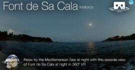 Relax by the Mediterranean Sea at night in Font de Sa Cala, Mallorca in 360º VR